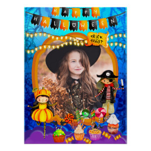 Poster Bonne fête d'Halloween Costume enfants fête