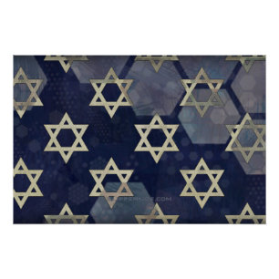 Poster Bonne Hanoukka Star de David menorah Dreidel Slipp