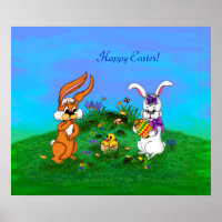 Bonne Pâques ! Lapin avec lapin et poussin