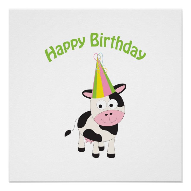 Poster Bonne vache d'anniversaire (Devant)