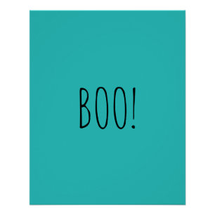 Poster Boo turquoise éffrayant typographie drôle mignon H