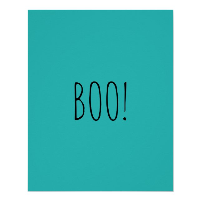 Poster Boo turquoise éffrayant typographie drôle mignon H (Devant)