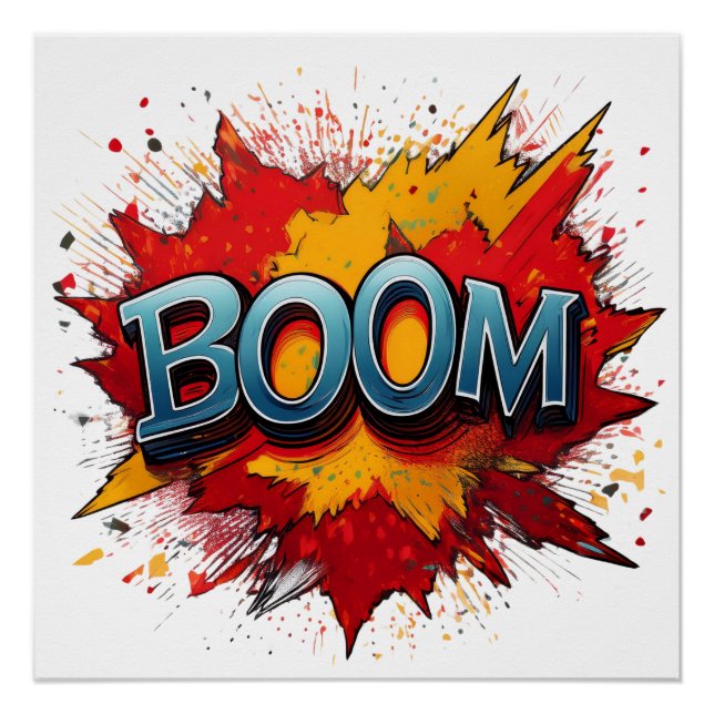Poster Boom Comic Sound Effet - Gras et Jouer Pop Art (Devant)