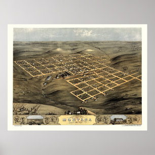 Poster Boone (Montana), carte panoramique d'IA - 1868