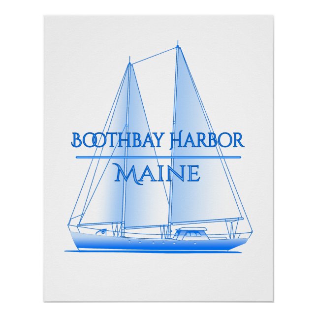 Poster Boothbay Harbor Coastal Nautical Sailing Sailor (Devant)