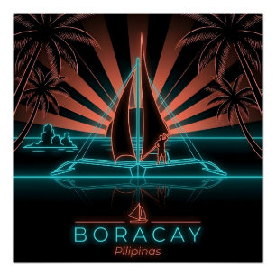 Poster Boracay Paraw Voilier-Coucher de soleil-Philippine