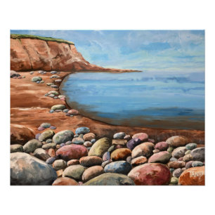 Poster Bord de mer rivage vue sur l'océan rochers joli vi