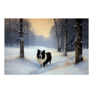 Poster Border Collie Qu'il neige Noël