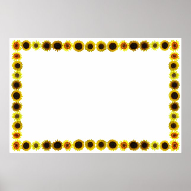 Poster Bordure/cadre de tournesol sans Arrière - plan (Devant)