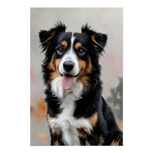 Poster Bordure Collie Focus des champs