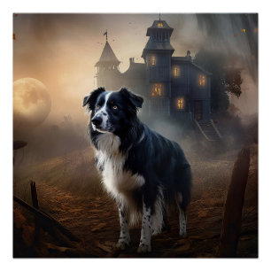 Poster Bordure Collie Halloween effroi