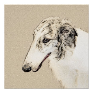 Poster Borzoi (Argent Brindle) Peinture Chien Art origina