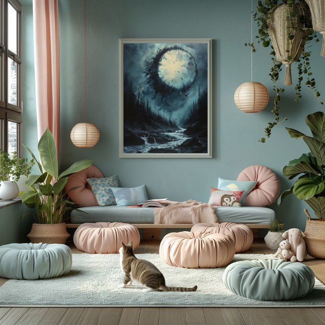 Poster Bosque del Eclipse Lunar: Amanecer Místico (Créateur téléchargé)