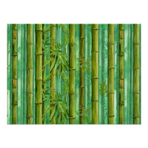 Poster Bosquet de bambou jungle Verts chauds et frais