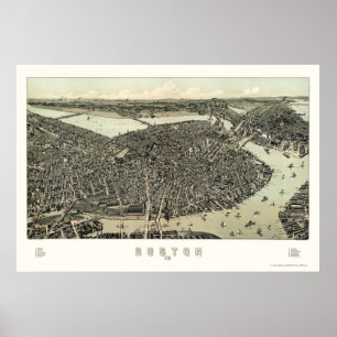 Poster Boston, carte panoramique de mA - 1899
