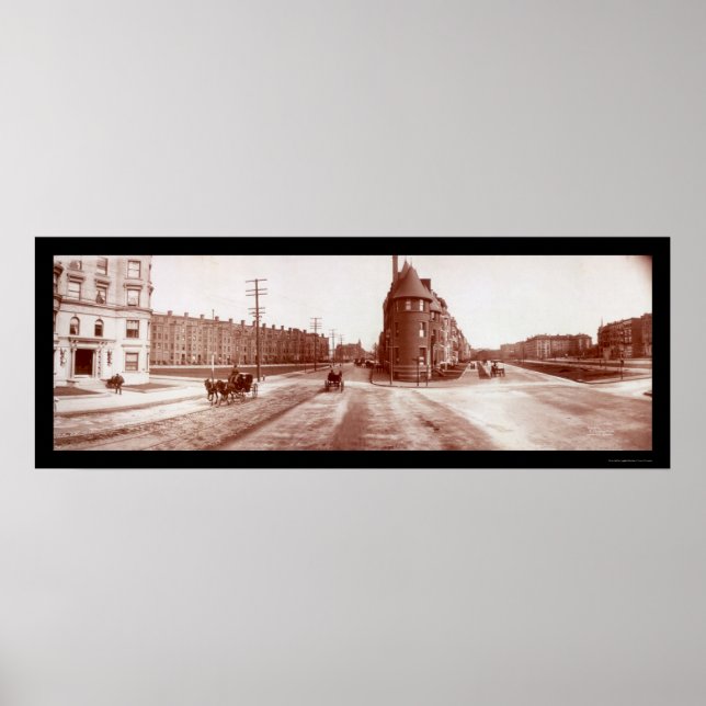 Poster Boston, MA Beacon Street Photo 1903 (Devant)