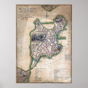Poster Boston Massachusetts Map 1775 par Thomas Hyde Page