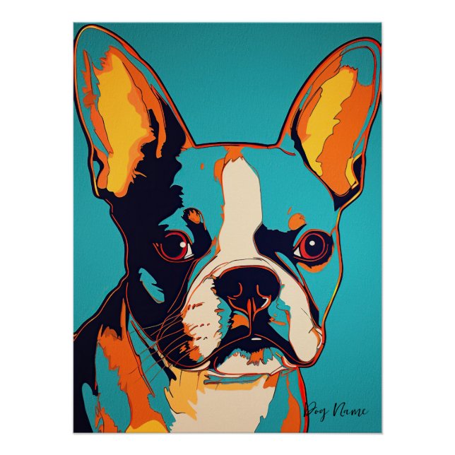 Poster Boston Terrier Dog 003 - Bruno Pokopen (Devant)