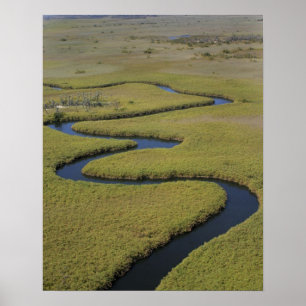 Poster Botswana, Afrique. Vue aérienne de la rivière Okav