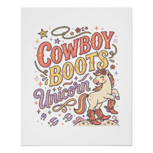 Poster Bottes de cowboy licorne Licorne Fantaisie Zazzle