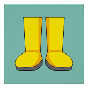 Poster Bottes de pluie jaunes en caoutchouc