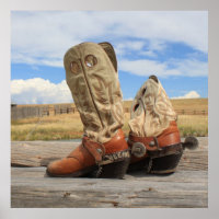 Bottes et aiguilles de cowboy de l'Ouest Imprimer