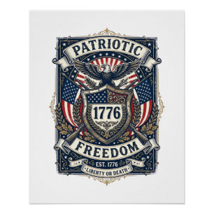 Poster Bouclier de bataille patriotique 1776 Sym