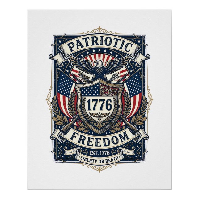 Poster Bouclier de bataille patriotique 1776 Sym (Devant)