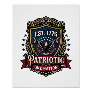 Poster Bouclier de bataille patriotique 1776 Sym inspiré