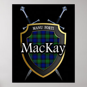 Poster Bouclier et épées écossais de tartan de MacKay de