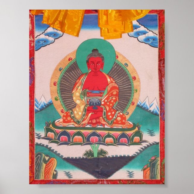 Poster Bouddha Amitabha Bouddha Tibétain Bouddhiste Thang (Devant)