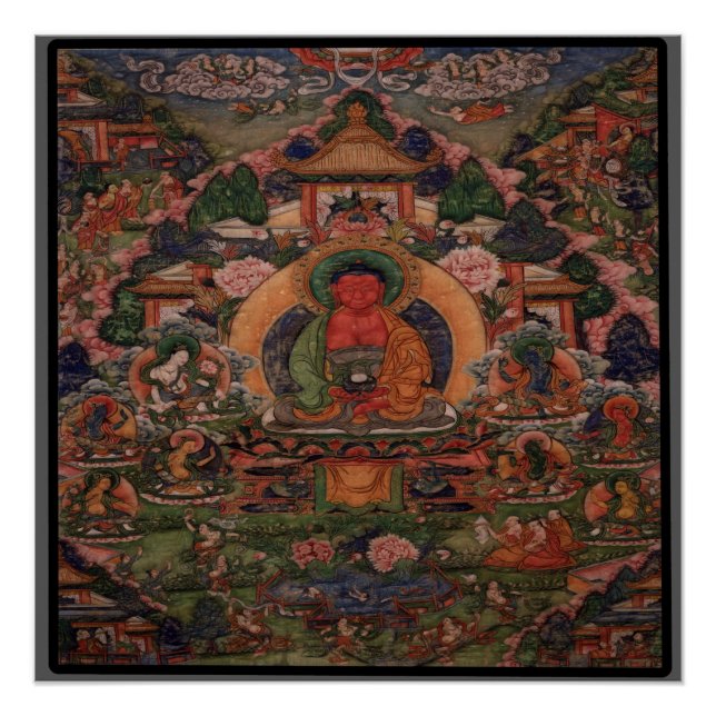 Poster Bouddha Amitabha dans son pays pur de Suvakti (Devant)