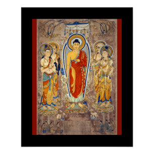 Poster Bouddha debout Dynastie Tang Grottes de Mogao Rout