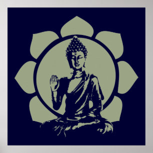 Poster Bouddha Lotus Print