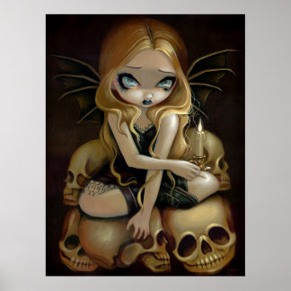 Poster Bougie dans le crâne gothique foncé Art Imprimer