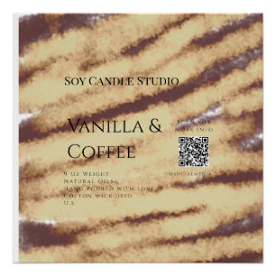 Poster Bougie de soja vanille ajouter QR businesInvitatio