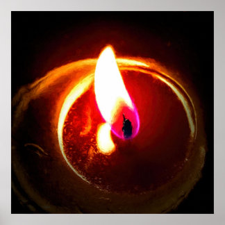 Poster Bougie rouge rustique Mystérieuse flamme à la chan