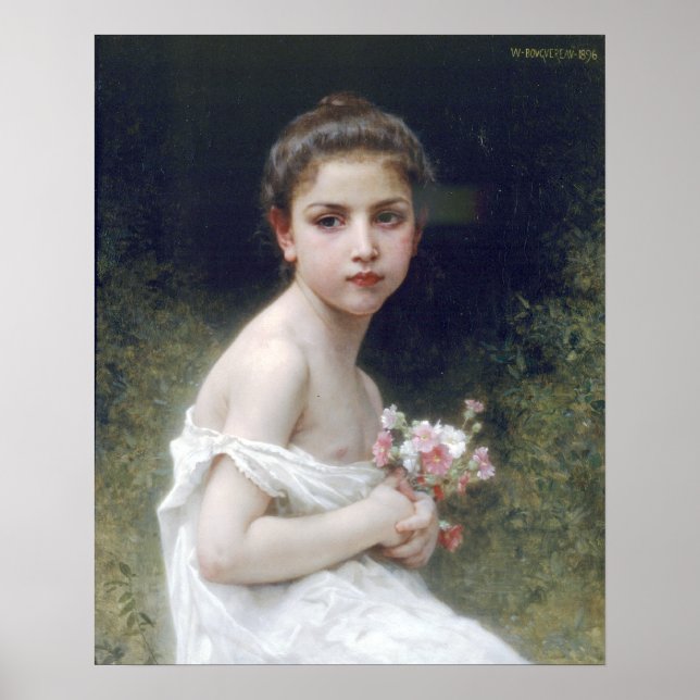Poster Bouguereau - Petite Fille au Bouquet (Devant)