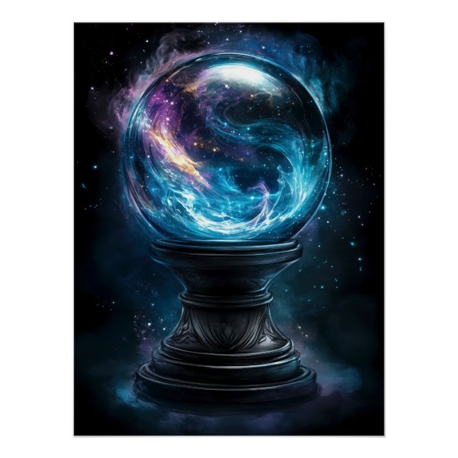 Poster Boule de cristal cosmique de visions mystiques (Devant)