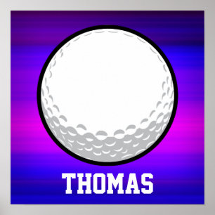 Poster Boule de golf; Violet bleu vif et Magenta