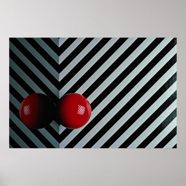 Poster Boule Snooker de couleur rouge (Devant)