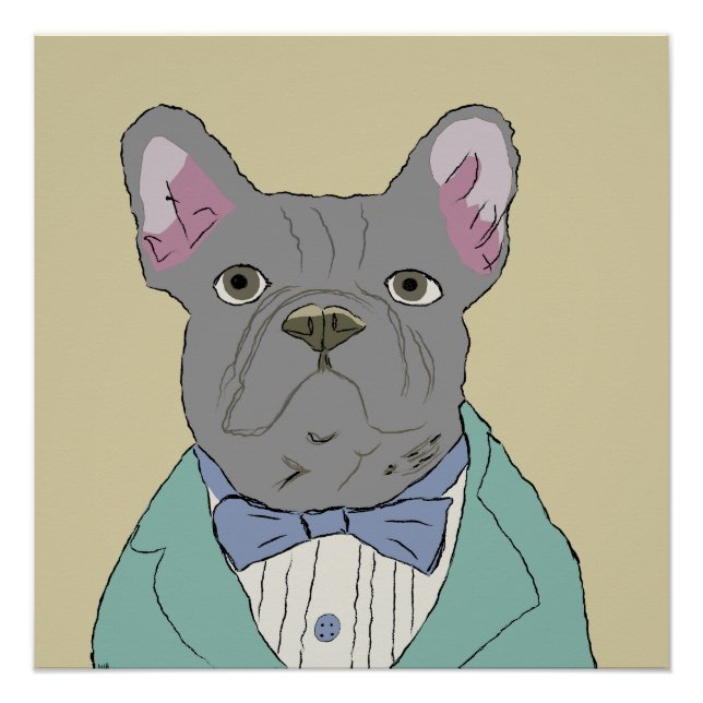 Poster Bouledogue français gris (Devant)