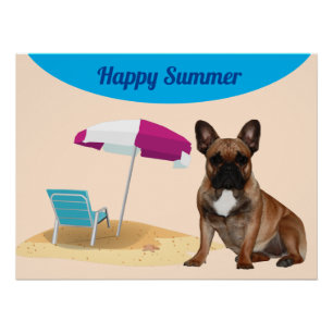 Poster Bouledogue français mer vacances de French Bulldog