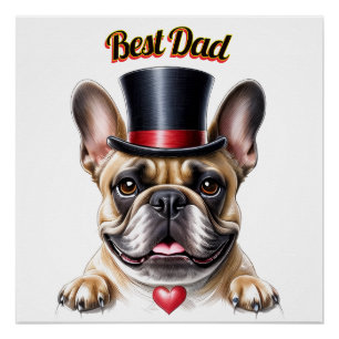 Poster Bouledogue français Papa Fête des Pères Bulldog