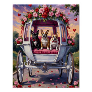 Poster Bouledogue français Saint-Valentin