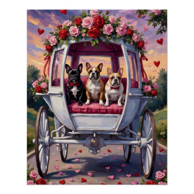 Poster Bouledogue français Saint-Valentin  (Devant)