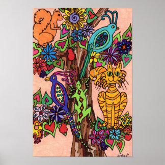 Poster Bountiful Tree of Life Folk Art