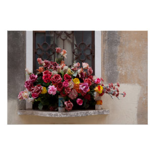 Poster Bouquet Coloré De Roses En Plastique