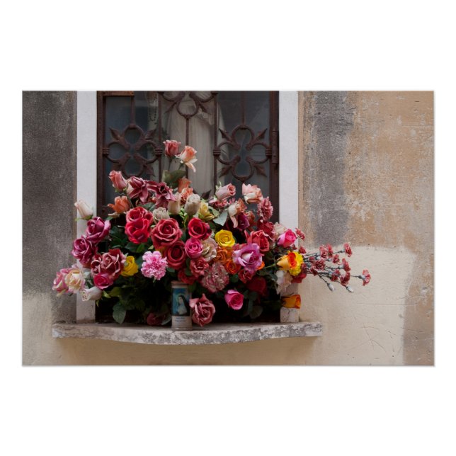 Poster Bouquet Coloré De Roses En Plastique (Devant)