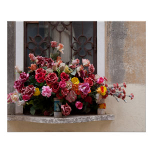 Poster Bouquet Coloré De Roses En Plastique